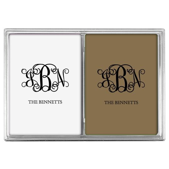 Vine Monogram with Text Double Deck Playing Cards